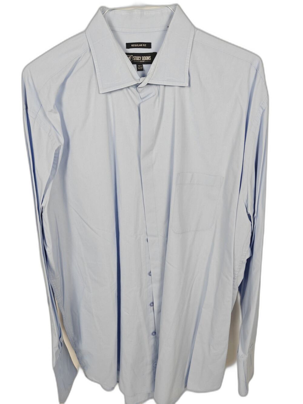 Stacy Adams Men's Blue French Cuff Dress Shirt 18.5 36/37 Regular Fit Button
